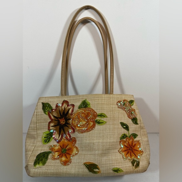 Bueno Multicolor Women Tan  bag  Leather Woven Straw Like Tropical - Picture 6 of 15